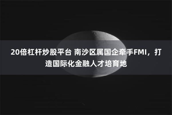 20倍杠杆炒股平台 南沙区属国企牵手FMI，打造国际化金融人才培育地