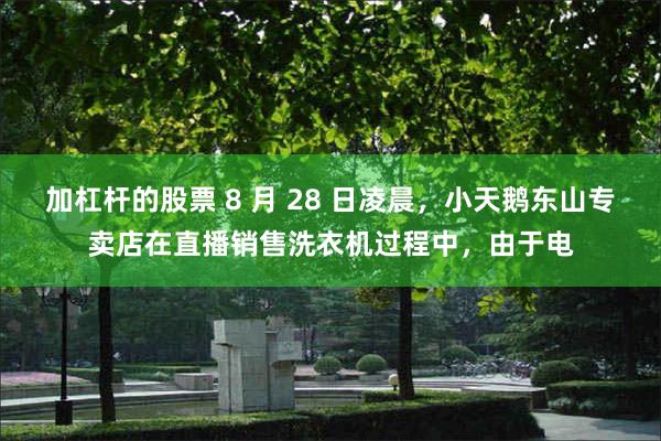 加杠杆的股票 8 月 28 日凌晨，小天鹅东山专卖店在直播销售洗衣机过程中，由于电