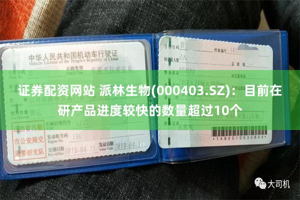 证券配资网站 派林生物(000403.SZ)：目前在研产品进度较快的数量超过10个