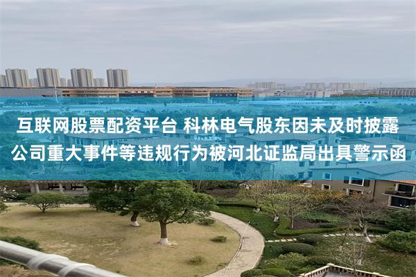 互联网股票配资平台 科林电气股东因未及时披露公司重大事件等违规行为被河北证监局出具警示函